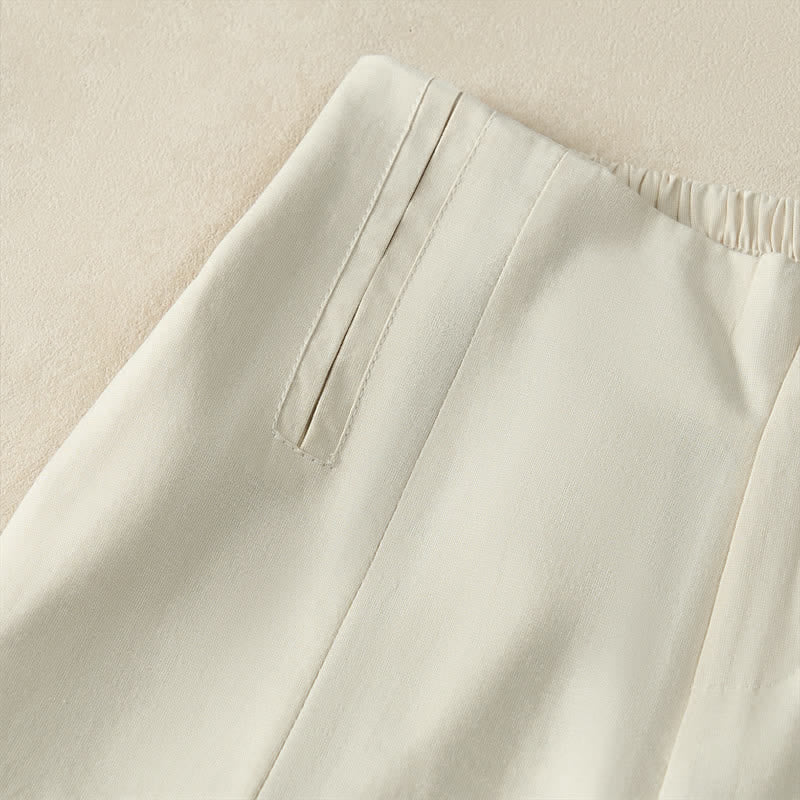 Nimara Ritual Summer Minimalist Elegant Button-Up Solid Zipper Design Cropped Pants Women's Straight Leg Pants With Pockets