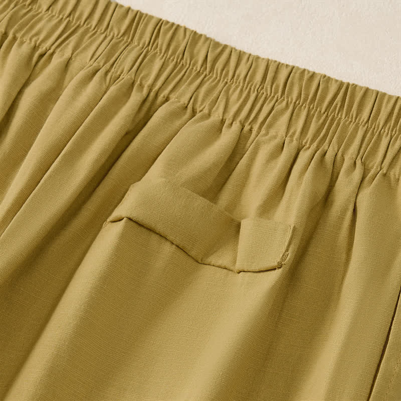 Nimara Ritual Summer Minimalist Elegant Button-Up Solid Zipper Design Cropped Pants Women's Straight Leg Pants With Pockets