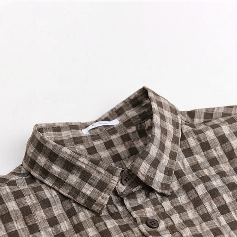 Nimara Ritual Summer Casual Vintage Button-Up Plaid Men's Short Sleeve Shirts