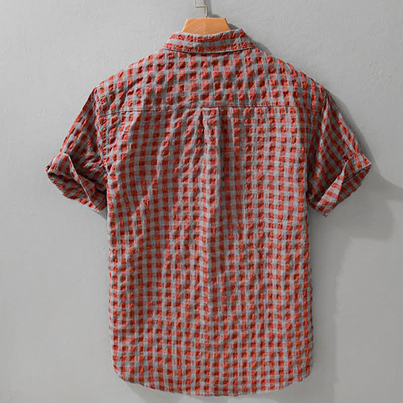 Nimara Ritual Summer Casual Vintage Button-Up Plaid Men's Short Sleeve Shirts