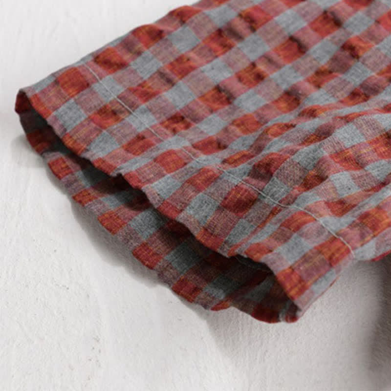 Nimara Ritual Summer Casual Vintage Button-Up Plaid Men's Short Sleeve Shirts