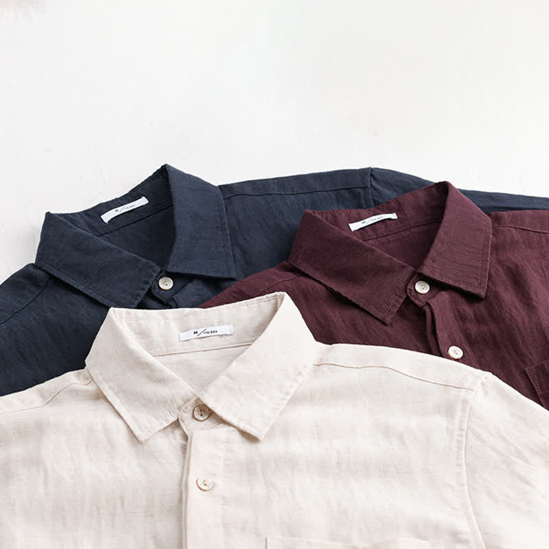 Nimara Ritual Summer Casual Minimalist Patch Pocket Solid Men's Short Sleeve Shirts