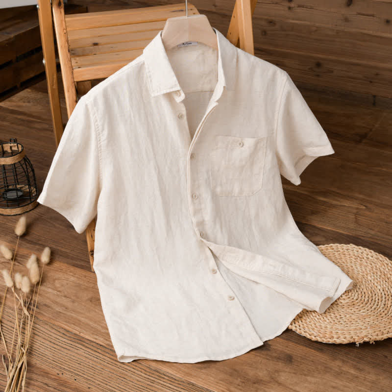 Nimara Ritual Summer Casual Minimalist Patch Pocket Solid Men's Short Sleeve Shirts