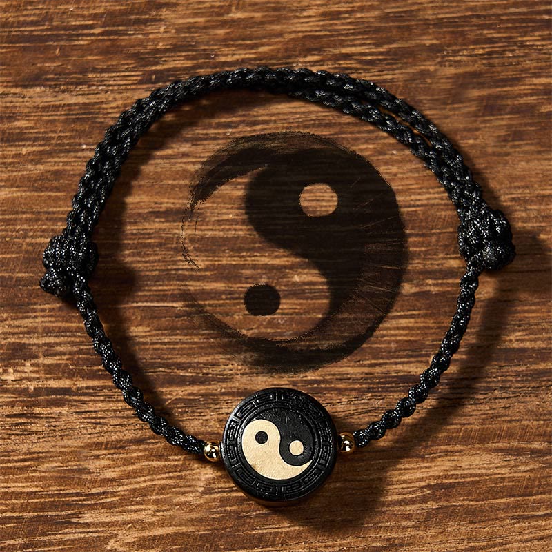 Nimara Ritual Ebony Wood Bagua Grounding Red String Bracelet
