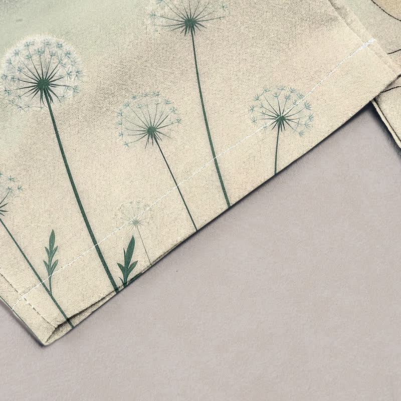Nimara Ritual Pure Cotton Dreamy Cow Cat Dandelion Pattern Women's Elastic Waist Pants With Pockets