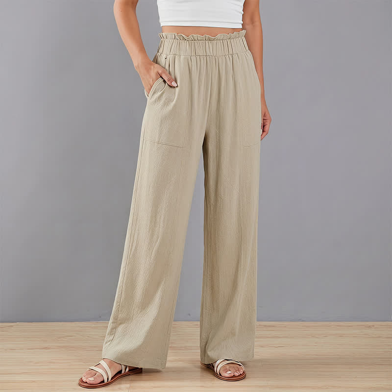 Nimara Ritual Spring Summer Casual Minimalist Solid Drawstring Long Pants Women's Straight Leg Pants With Pockets