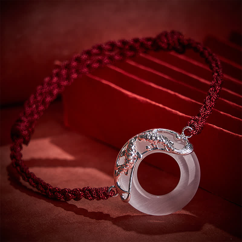 Nimara Ritual White Jade Koi Fish Wealth Red String Bracelet