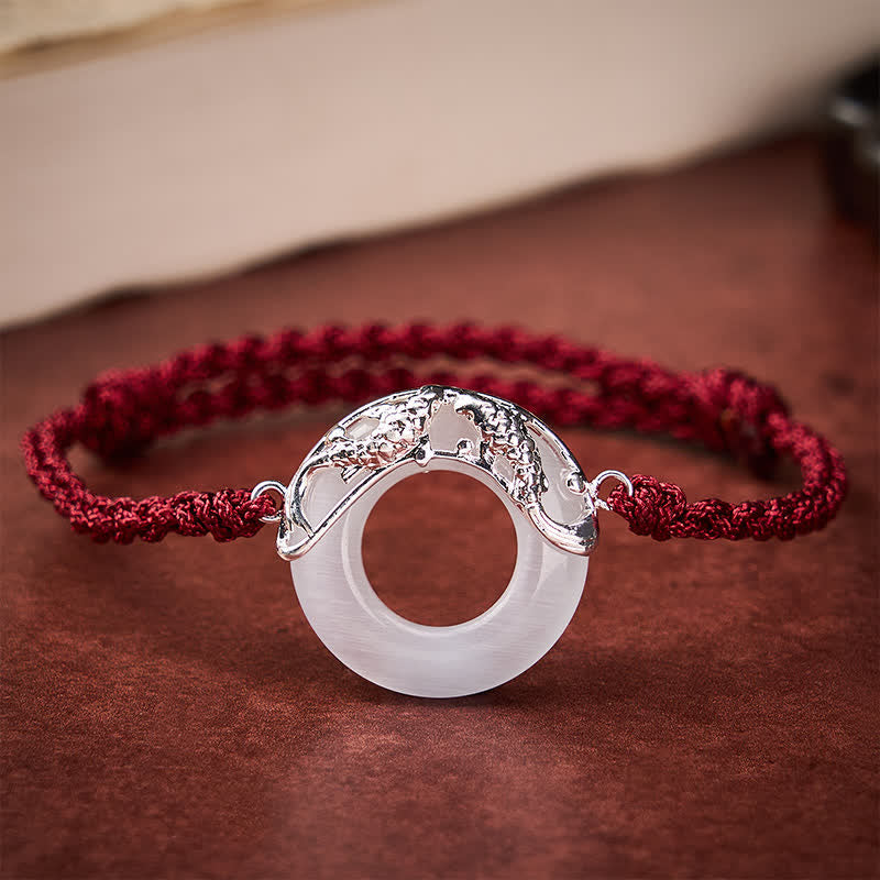 Nimara Ritual White Jade Koi Fish Wealth Red String Bracelet