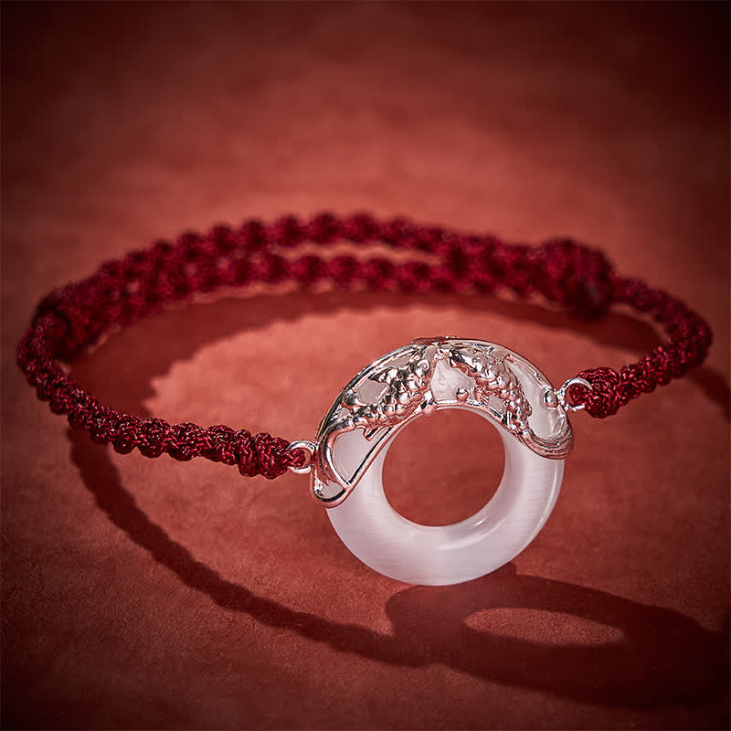 Nimara Ritual White Jade Koi Fish Wealth Red String Bracelet