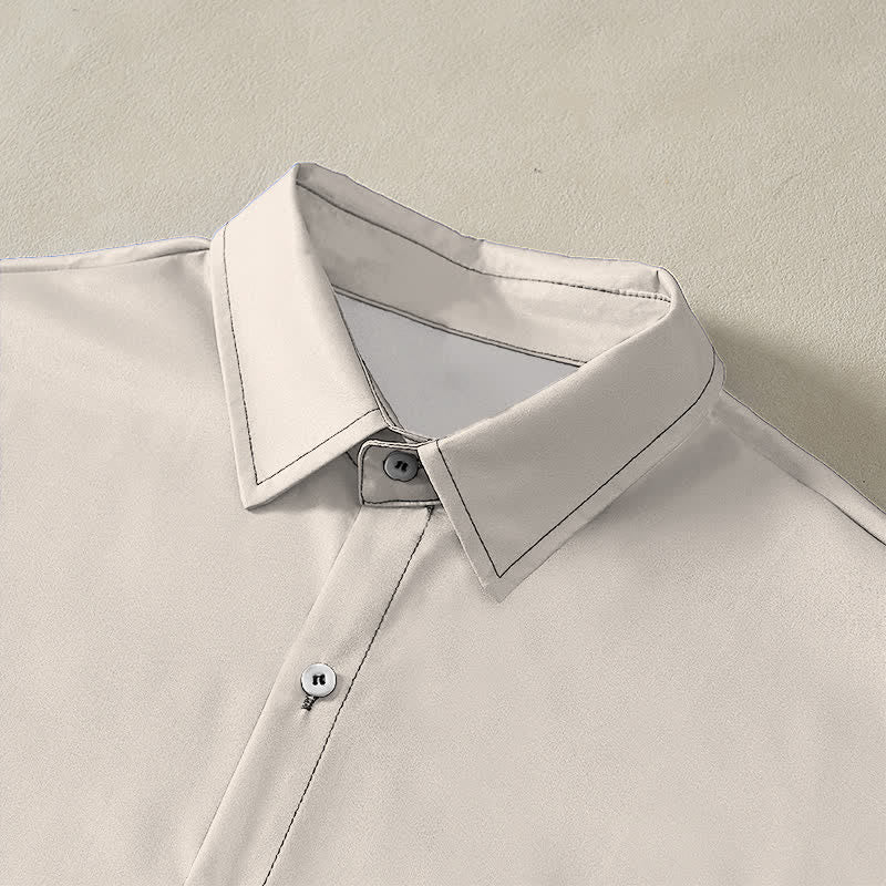 Nimara Ritual Ink Floral Calligraphy Pattern Buttons Breathable Men's Short Sleeve Shirt