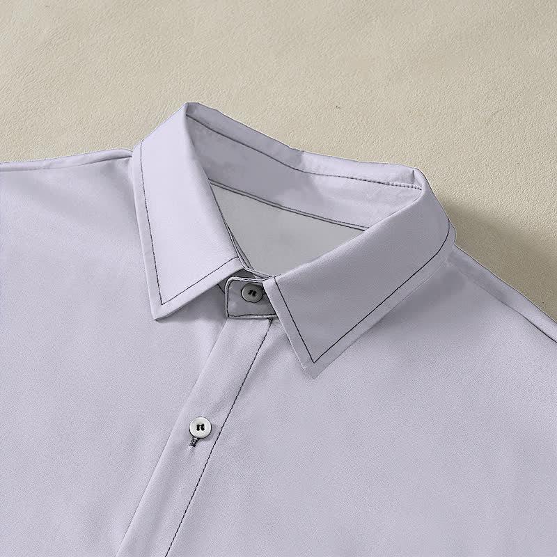 Nimara Ritual Ink Floral Calligraphy Seal Pattern Buttons Breathable Men's Short Sleeve Shirt