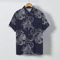 Nimara Ritual Vintage Floral Scroll Pattern Buttons Breathable Men's Short Sleeve Shirt