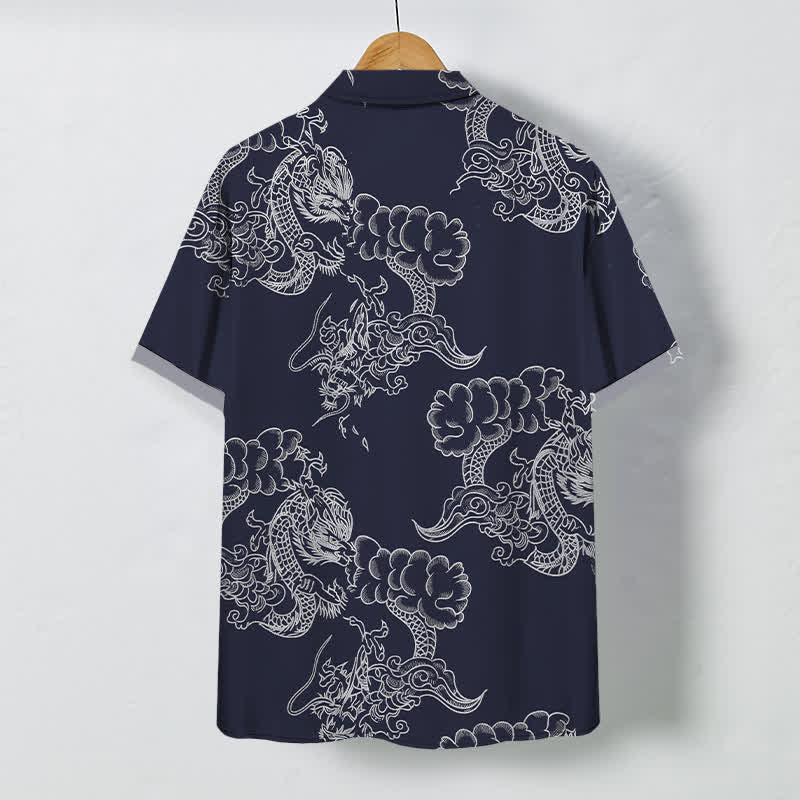 Nimara Ritual Vintage Floral Scroll Pattern Buttons Breathable Men's Short Sleeve Shirt