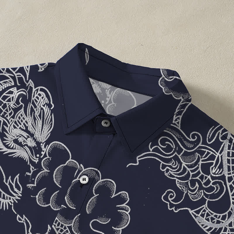 Nimara Ritual Vintage Floral Scroll Pattern Buttons Breathable Men's Short Sleeve Shirt
