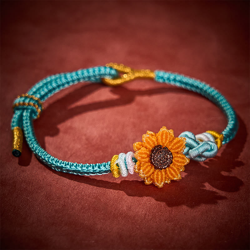 Nimara Ritual Hand-Woven Red String Sunflower Luck Bracelet
