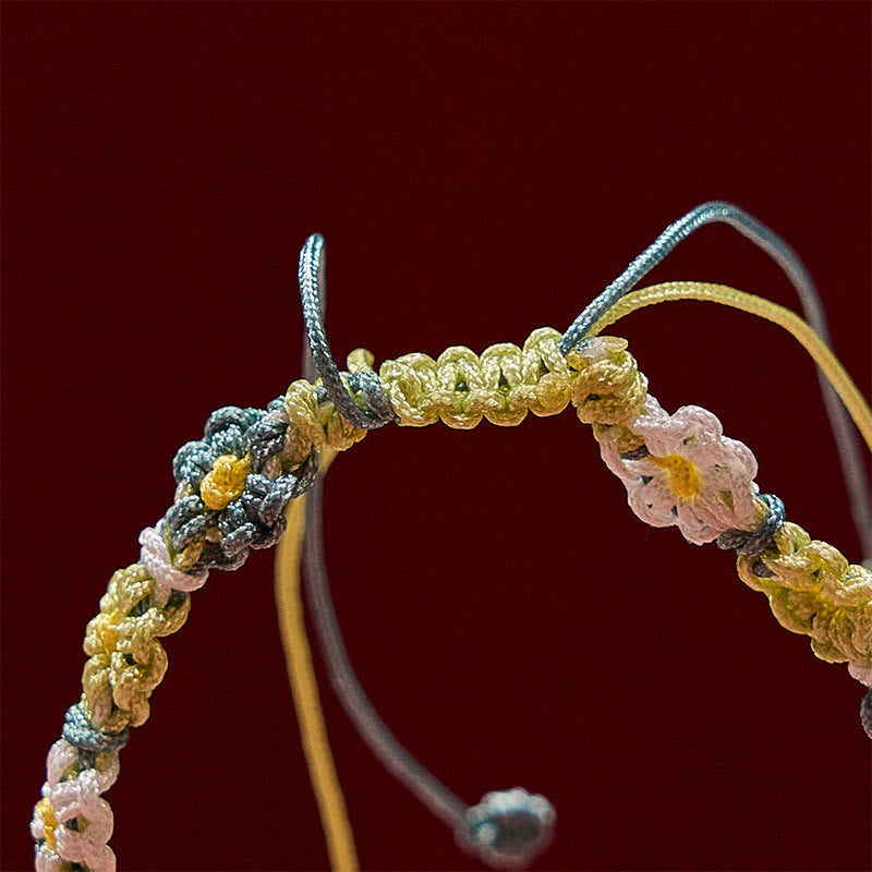 Nimara Ritual Hand Woven Pastel Daisy Gradient String Bracelet