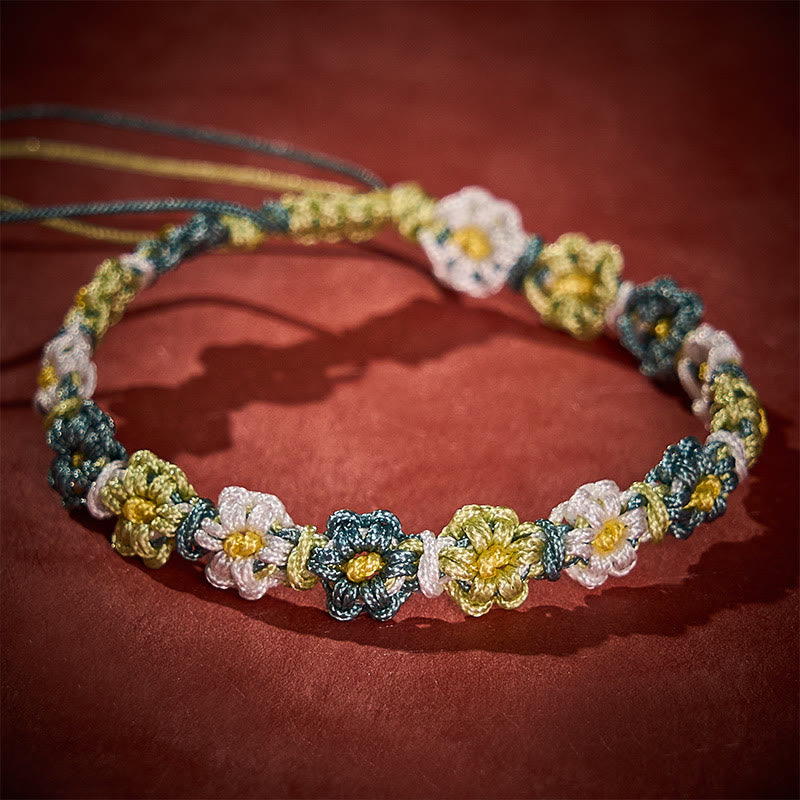 Nimara Ritual Hand Woven Pastel Daisy Gradient String Bracelet