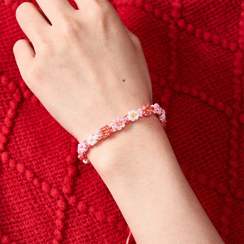 Nimara Ritual Hand Woven Pastel Daisy Gradient String Bracelet