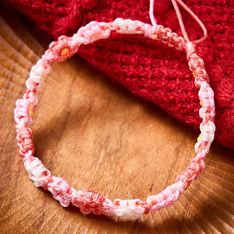 Nimara Ritual Hand Woven Pastel Daisy Gradient String Bracelet