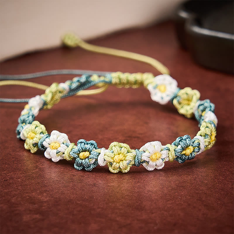 Nimara Ritual Hand Woven Pastel Daisy Gradient String Bracelet