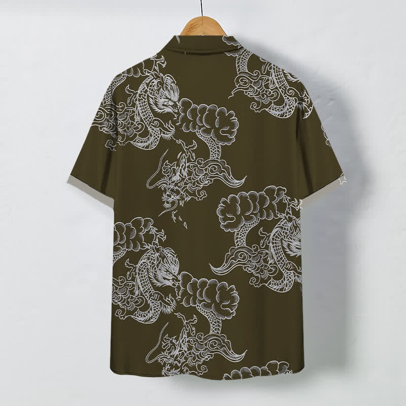 Nimara Ritual Vintage Floral Scroll Pattern Buttons Breathable Men's Short Sleeve Shirt