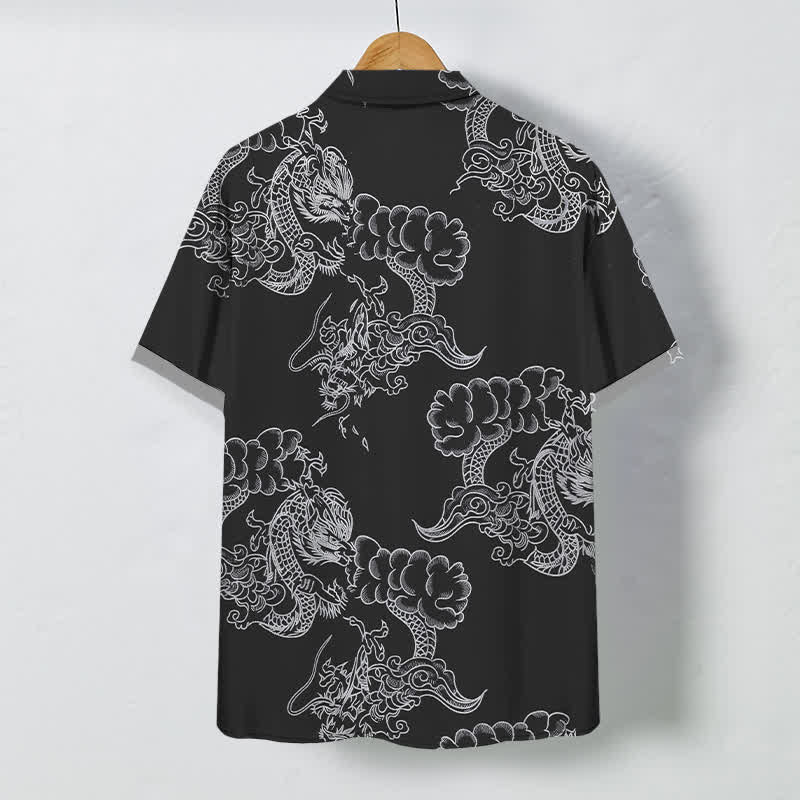 Nimara Ritual Vintage Floral Scroll Pattern Buttons Breathable Men's Short Sleeve Shirt