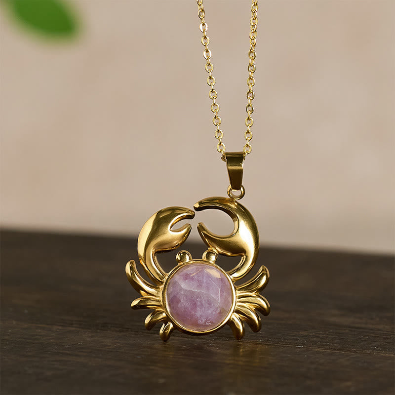 Nimara Ritual Gold Plated Amethyst Crab Inner Peace Necklace