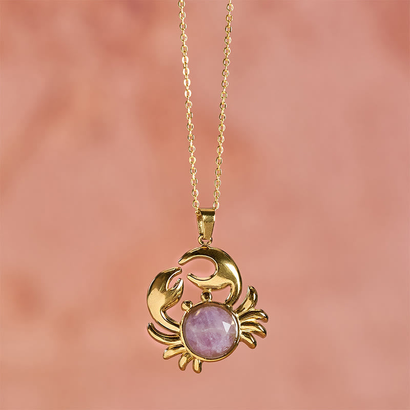 Nimara Ritual Gold Plated Amethyst Crab Inner Peace Necklace