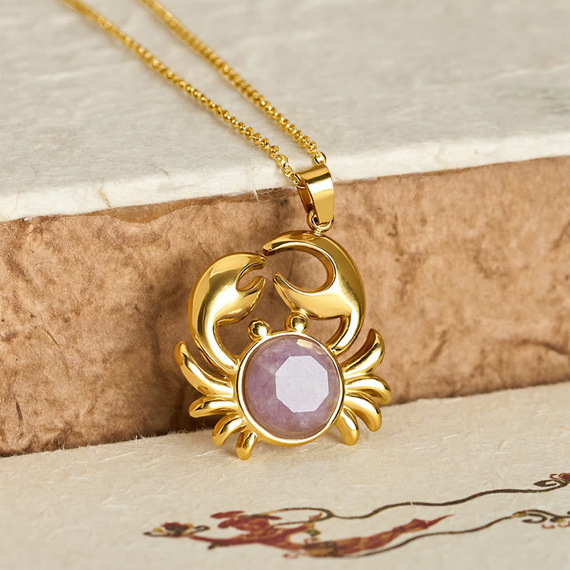 Nimara Ritual Gold Plated Amethyst Crab Inner Peace Necklace