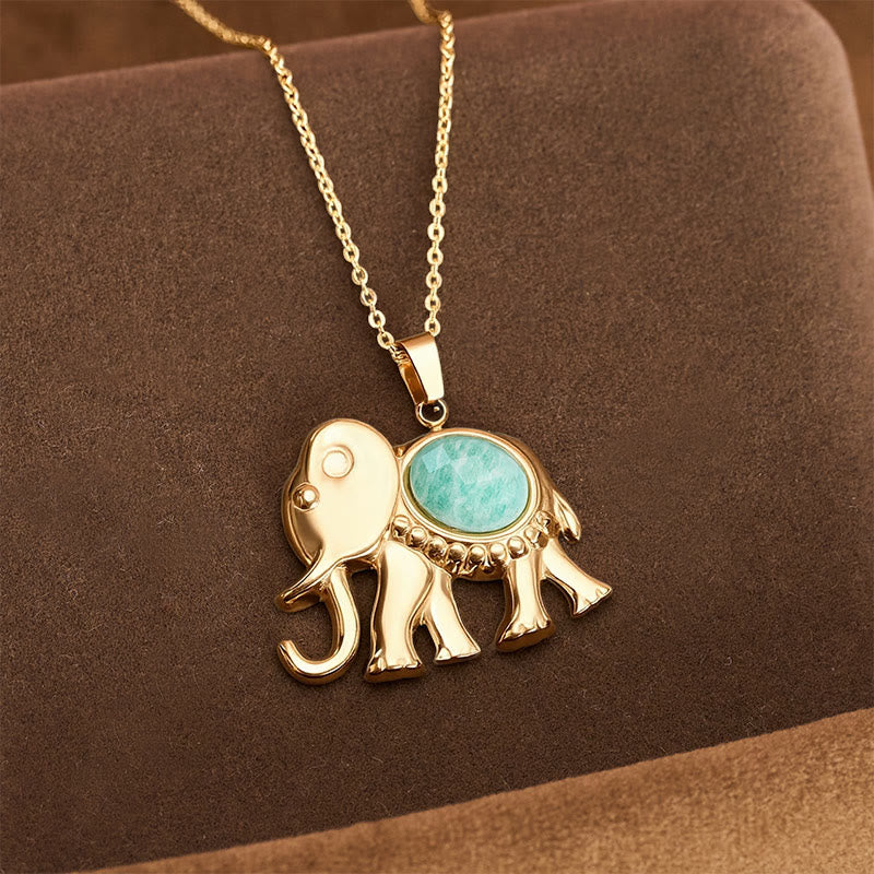 Nimara Ritual Gold Plated Tiger Eye Elephant Protection Necklace
