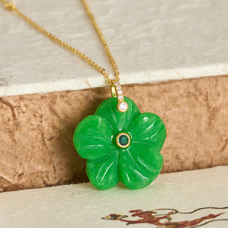 Nimara Ritual Natural Green Aventurine Five Petal Flower Positivity Necklace
