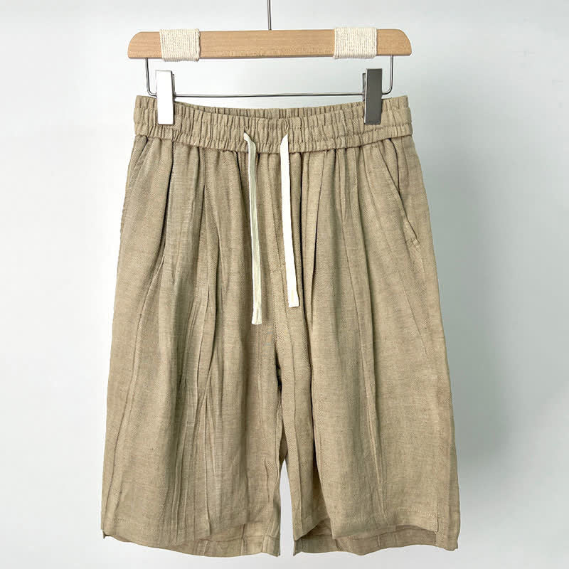 Nimara Ritual Summer Casual Drawstring Solid Elastic Waist Men's Shorts With Pockets