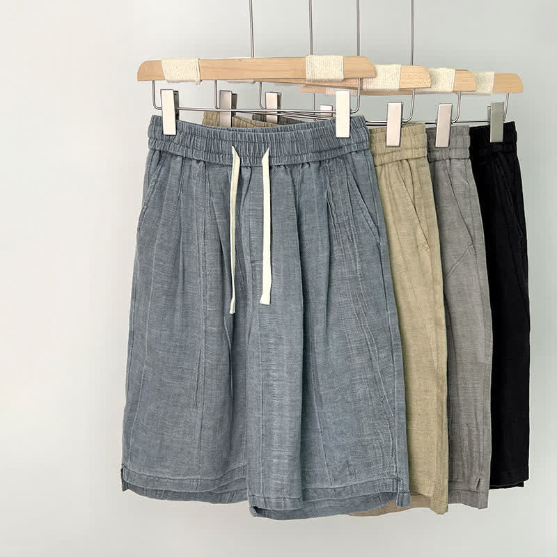Nimara Ritual Summer Casual Drawstring Solid Elastic Waist Men's Shorts With Pockets