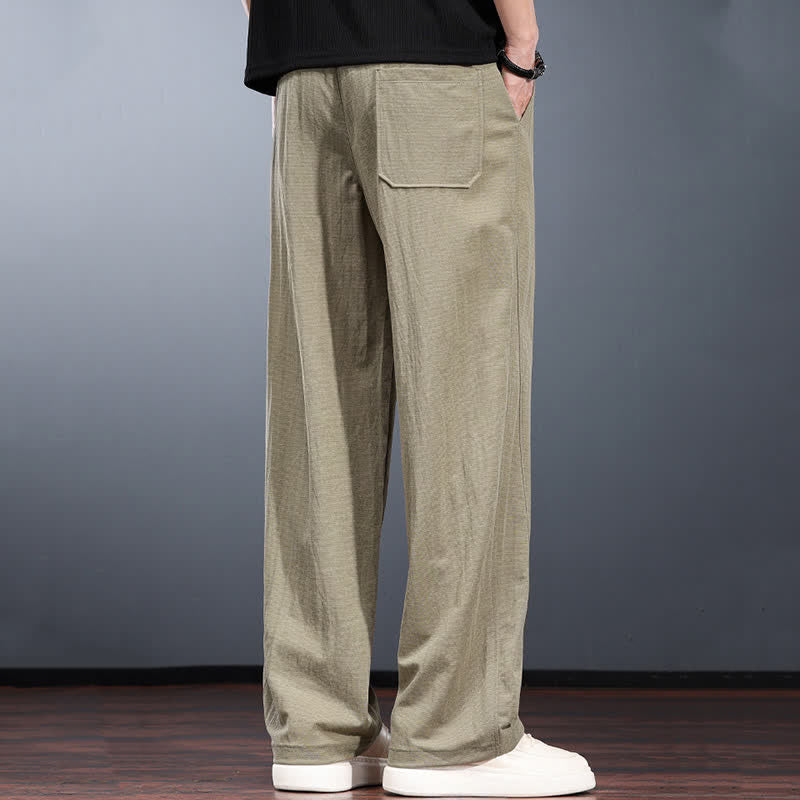 Nimara Ritual Spring Summer Casual Minimalist Drawstring Elastic Waist Solid Long Pants Men's Straight Leg Pants With Pockets