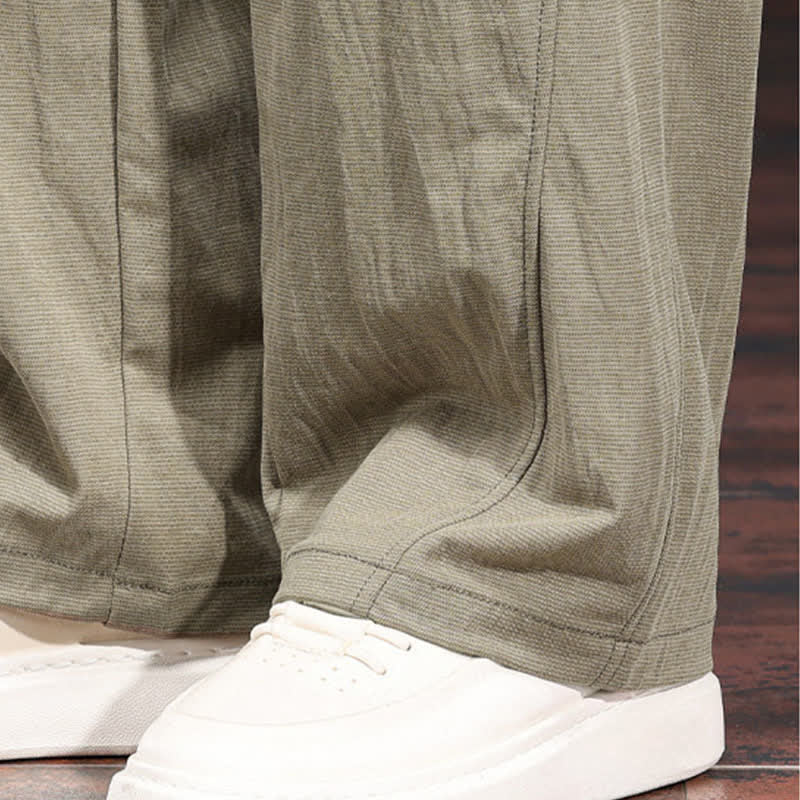Nimara Ritual Spring Summer Casual Minimalist Drawstring Elastic Waist Solid Long Pants Men's Straight Leg Pants With Pockets