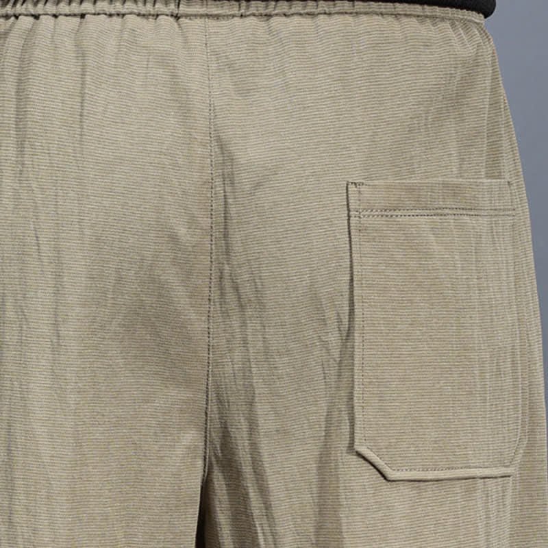 Nimara Ritual Spring Summer Casual Minimalist Drawstring Elastic Waist Solid Long Pants Men's Straight Leg Pants With Pockets