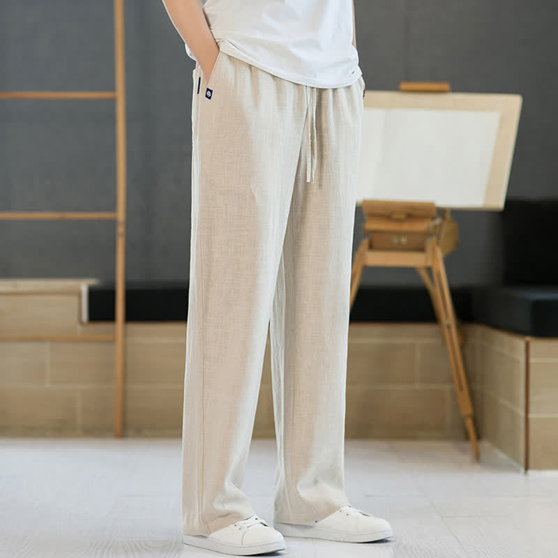 Nimara Ritual Spring Summer Casual Minimalist Drawstring Solid Long Pants Men's Straight Leg Pants With Pockets