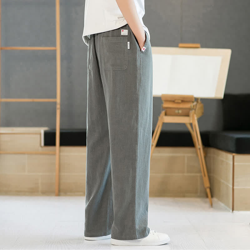 Nimara Ritual Spring Summer Casual Minimalist Drawstring Solid Long Pants Men's Straight Leg Pants With Pockets