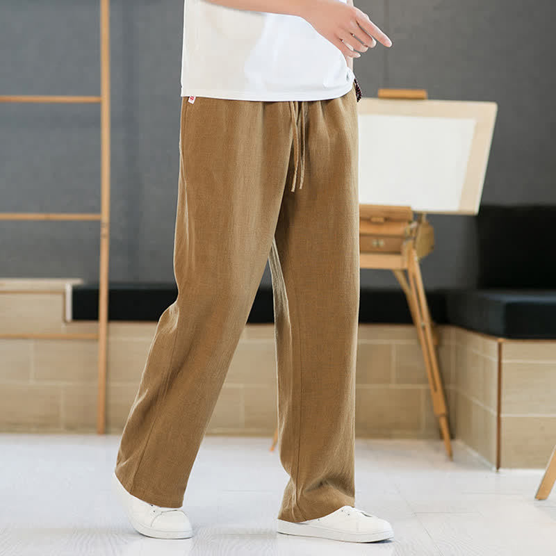 Nimara Ritual Spring Summer Casual Minimalist Drawstring Solid Long Pants Men's Straight Leg Pants With Pockets
