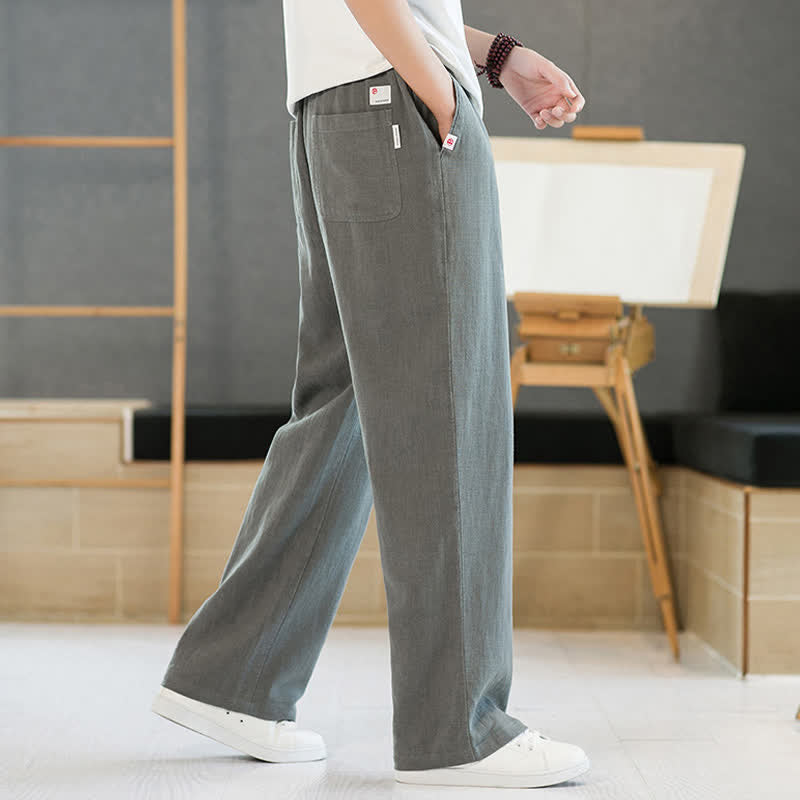 Nimara Ritual Spring Summer Casual Minimalist Drawstring Solid Long Pants Men's Straight Leg Pants With Pockets