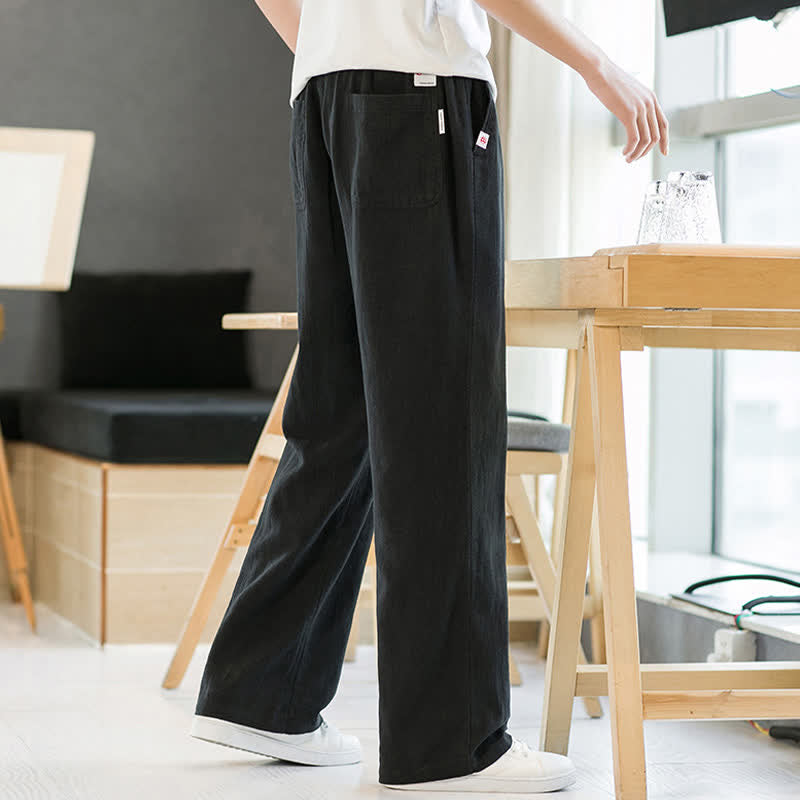 Nimara Ritual Spring Summer Casual Minimalist Drawstring Solid Long Pants Men's Straight Leg Pants With Pockets