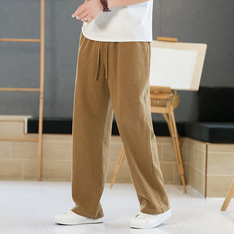 Nimara Ritual Spring Summer Casual Minimalist Drawstring Solid Long Pants Men's Straight Leg Pants With Pockets