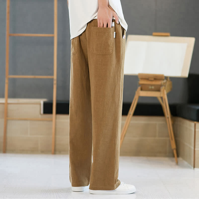Nimara Ritual Spring Summer Casual Minimalist Drawstring Solid Long Pants Men's Straight Leg Pants With Pockets