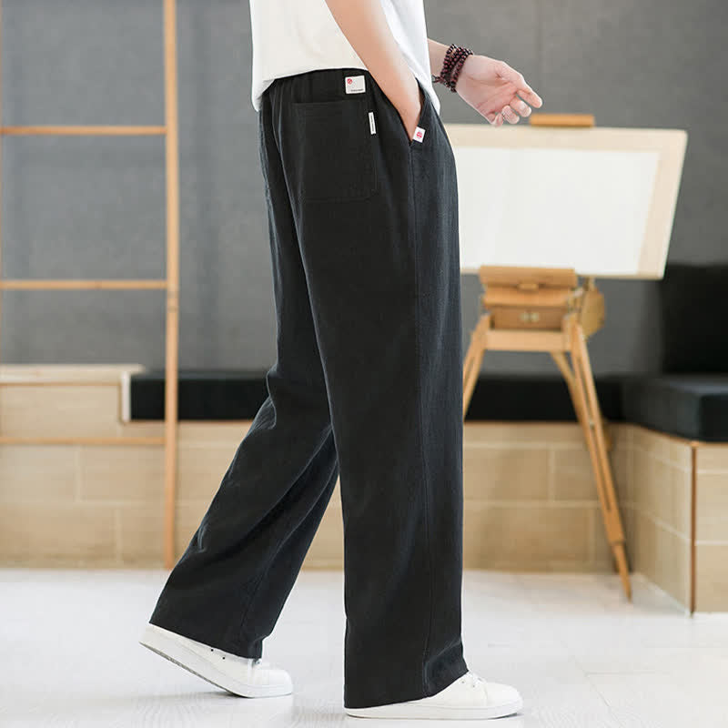 Nimara Ritual Spring Summer Casual Minimalist Drawstring Solid Long Pants Men's Straight Leg Pants With Pockets