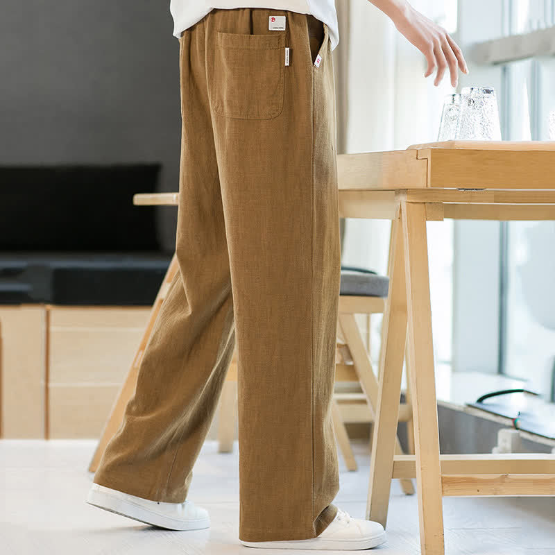 Nimara Ritual Spring Summer Casual Minimalist Drawstring Solid Long Pants Men's Straight Leg Pants With Pockets