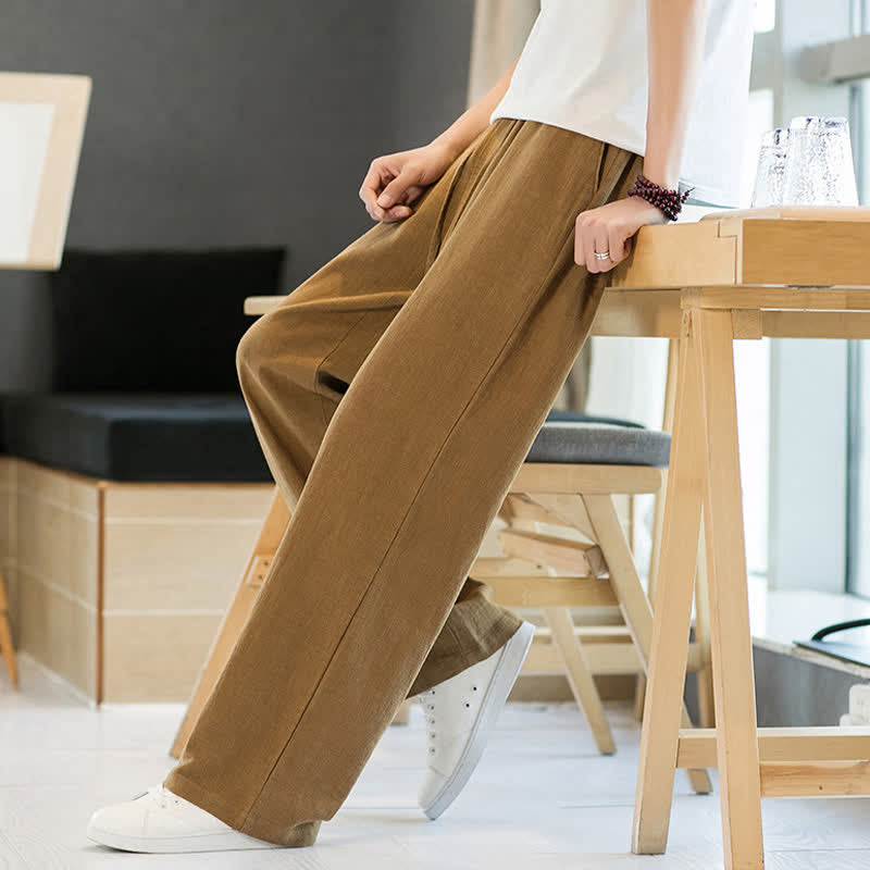 Nimara Ritual Spring Summer Casual Minimalist Drawstring Solid Long Pants Men's Straight Leg Pants With Pockets