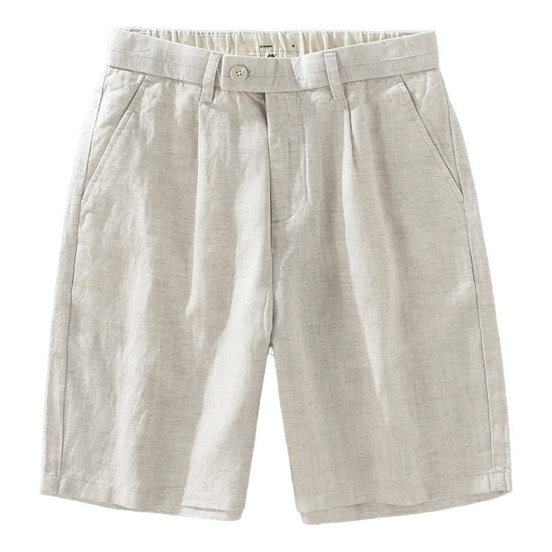 Nimara Ritual Summer Casual Minimalist Button-Up Zipper Solid Men's Shorts With Pockets