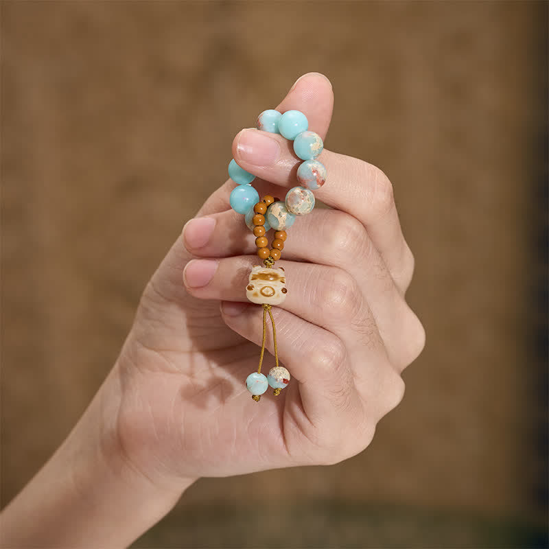 Nimara Ritual Shoushan Stone Charcoal-Grilled Cat Luck Tactile Meditation Beads Decorations