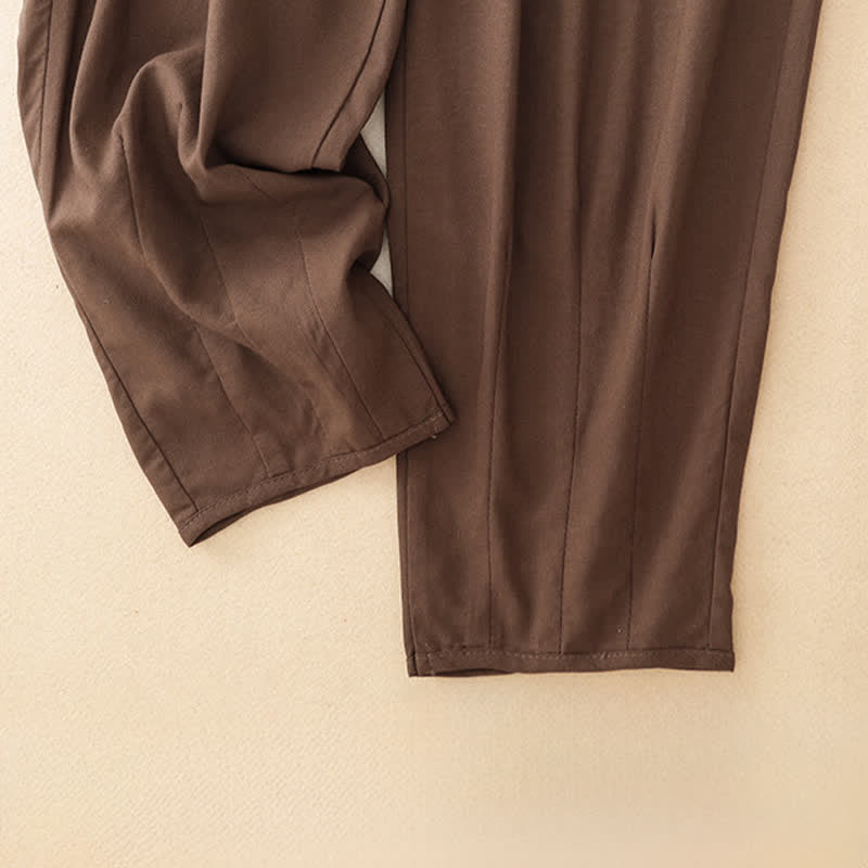 Nimara Ritual Summer Casual Minimalist Drawstring Solid Cropped Pants Women's Tapered Pants With Pocket