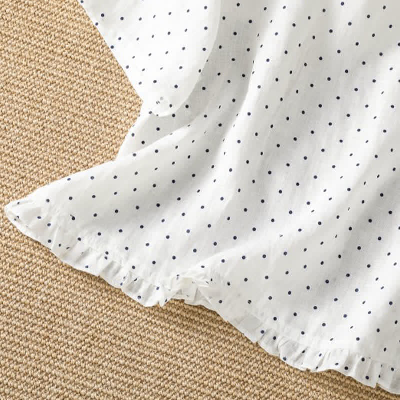 Nimara Ritual Summer Casual Polka Dot Ruffled Hem Women's Short Sleeve T-Shirts